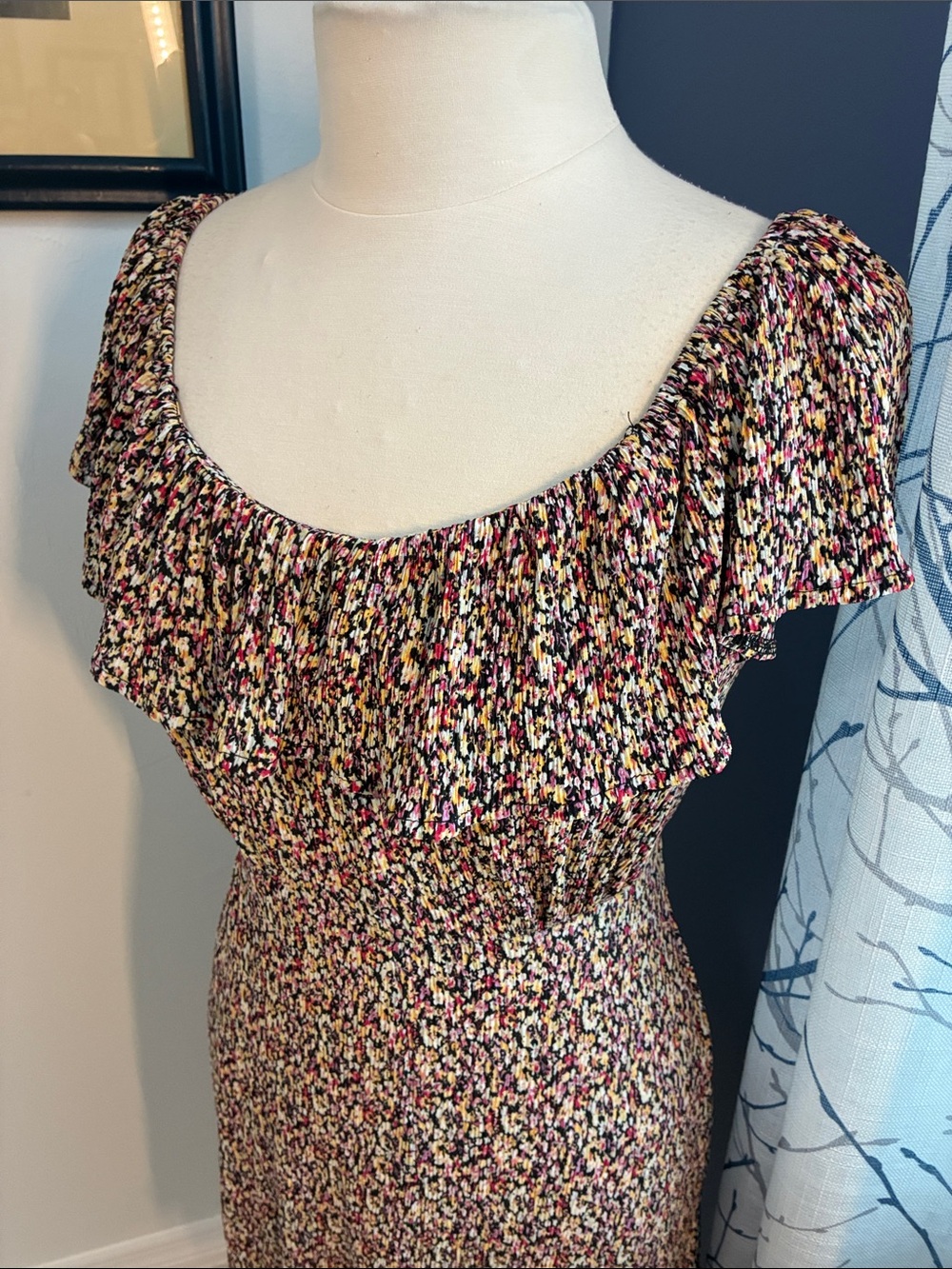 MNG Floral Off-Shoulder Ruffle Dress - Multicolor - Picture 2 of 6